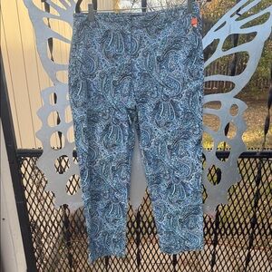 Talbots Blue and White Paisley Pants